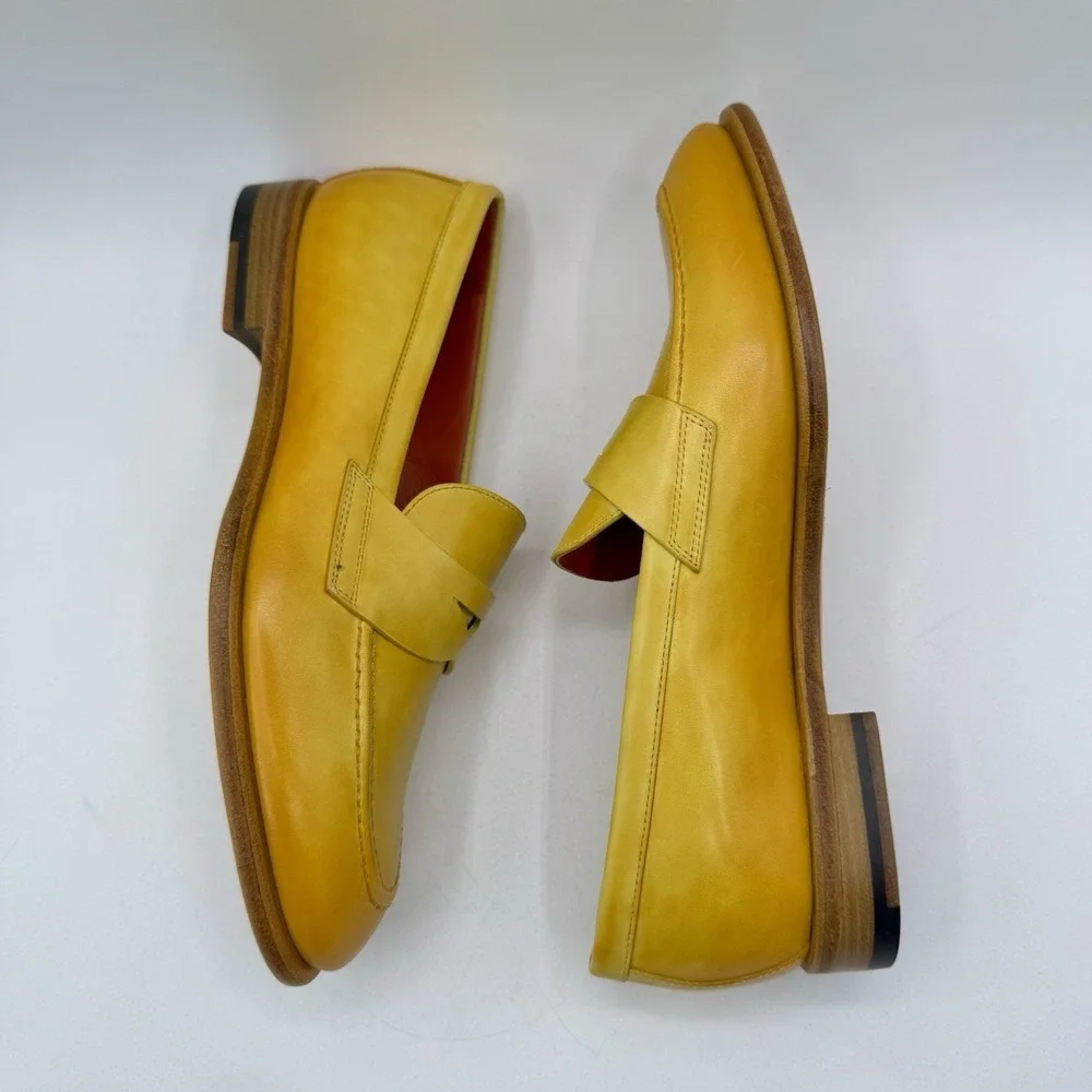 Santoni Famed Penny Loafers Women's Size 8 EU 38 Yellow‎ Ombre Italian Leather